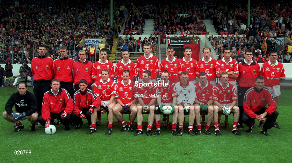 18 July 1999; Cork team ahead of the Bank of Ireland Munster GAA Football Championship Final match between Cork and Kerry at Páirc Uí Chaoimh in Cork. Photo by Ray McManus/Sportsfile