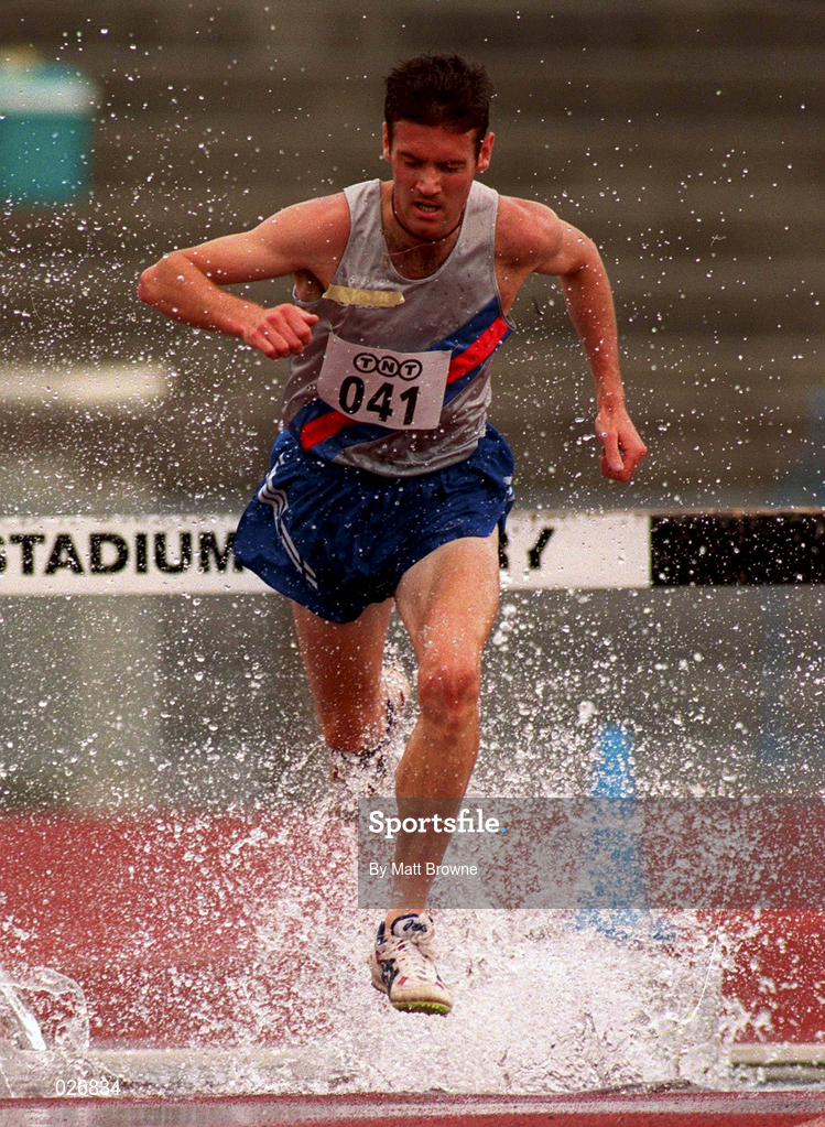 25 July 1999; Cormac Smith competing in the men's steeplechase during the TNT Irish National Senior Track & Field Championships - Day 2 at Morton Stadium in Santry, Dublin. Photo by Matt Browne/Sportsfile