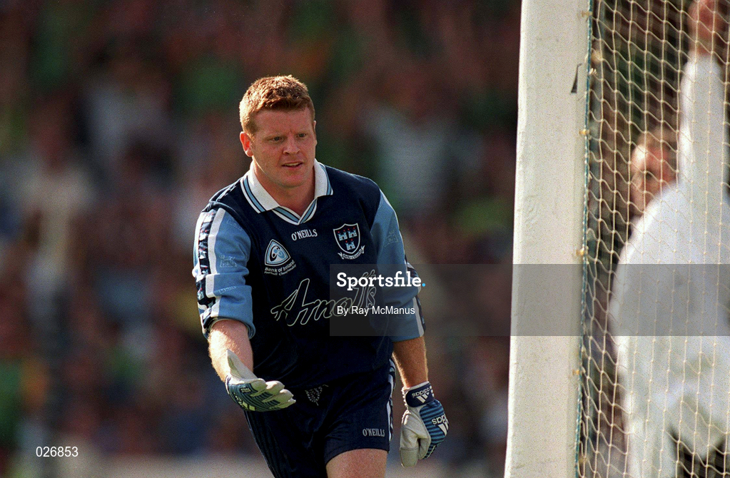 1 August 1999; David Byrne of Dublin during the Bank of Ireland Leinster Senior Football Championship Final match between Dublin and Meath at Croke Park in Dublin. Photo by Ray McManus/Sportsfile