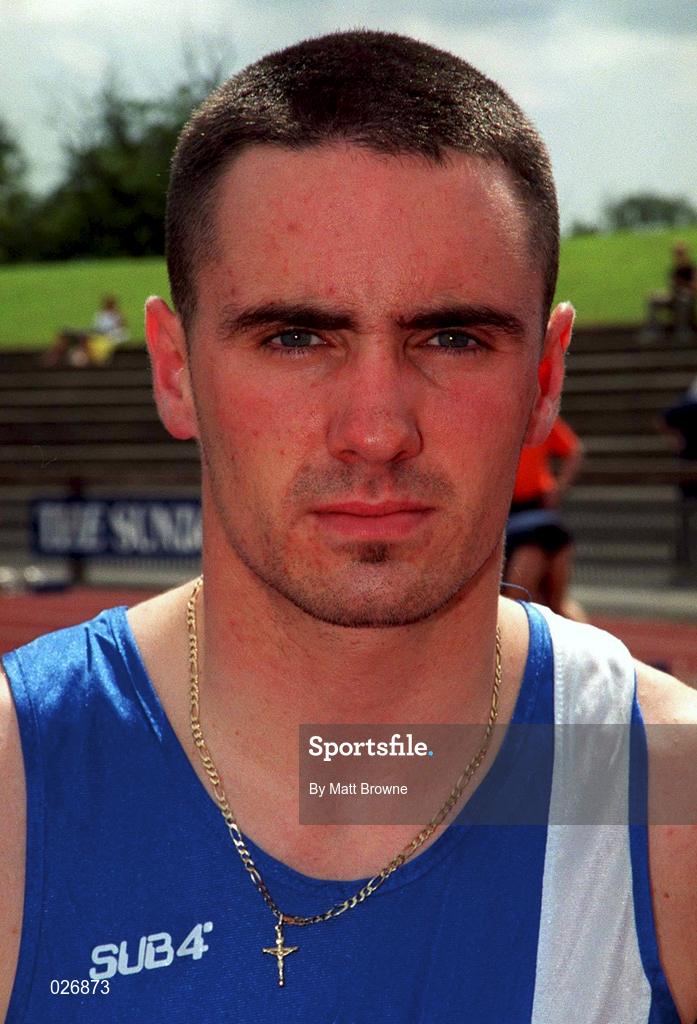 25 July 1999; David Keoghan following the TNT Irish National Senior Track & Field Championships - Day 2 at Morton Stadium in Santry, Dublin. Photo by Matt Browne/Sportsfile