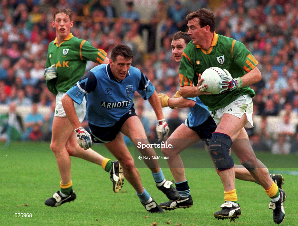 31 July 1994; Vinny Murphy and Brian Stynes of Dublin in action against Colm Brady of Meath during the Bank of Ireland Leinster Senior Football Championship Final match between Dublin and Meath at Croke Park in Dublin. Photo by Ray McManus/Sportsfile