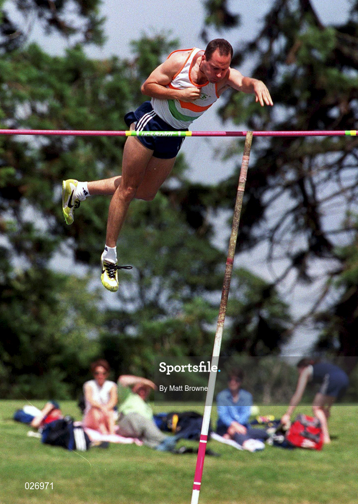 25 July 1999; Dylan McDermott competing in the Pole Vault during the TNT Irish National Senior Track & Field Championships - Day 2 at Morton Stadium in Santry, Dublin. Photo by Matt Browne/Sportsfile
