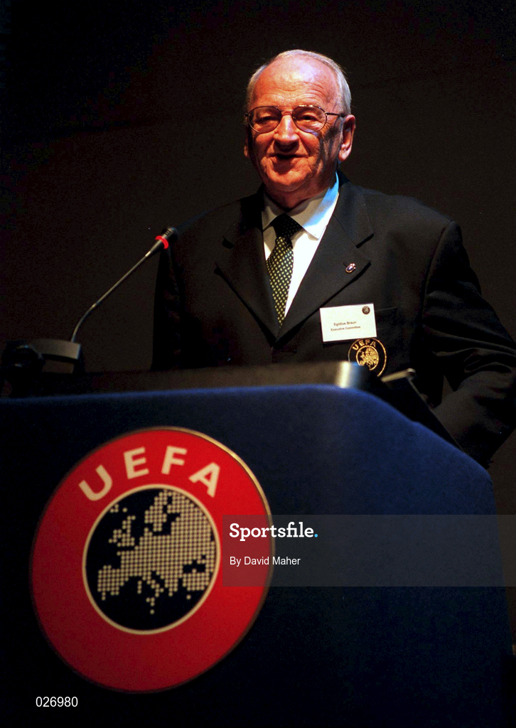 29 April 1998; Egidius Braun during the UEFA XXIV Ordinary Conference at UEFA Headquarters in Nyon, Switzerland. Photo by David Maher/Sportsfile