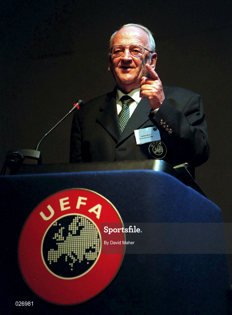 29 April 1998; Egidius Braun during the UEFA XXIV Ordinary Conference at UEFA Headquarters in Nyon, Switzerland. Photo by David Maher/Sportsfile