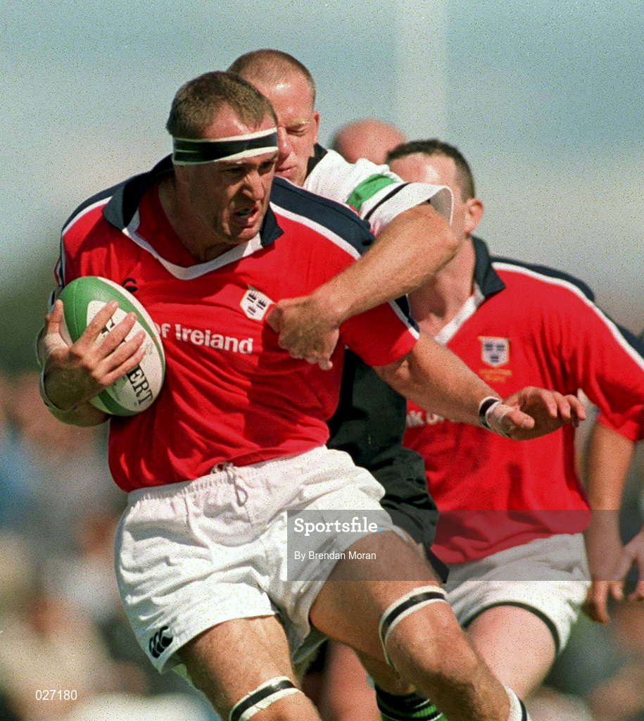 14 August 1999; John Langford of Munster is tackled by Mel Deane of Connacht during the Guinness Interprovincial Championship match between Connacht and Munster at the Sportsgrounds in Galway. Photo by Brendan Moran/Sportsfile