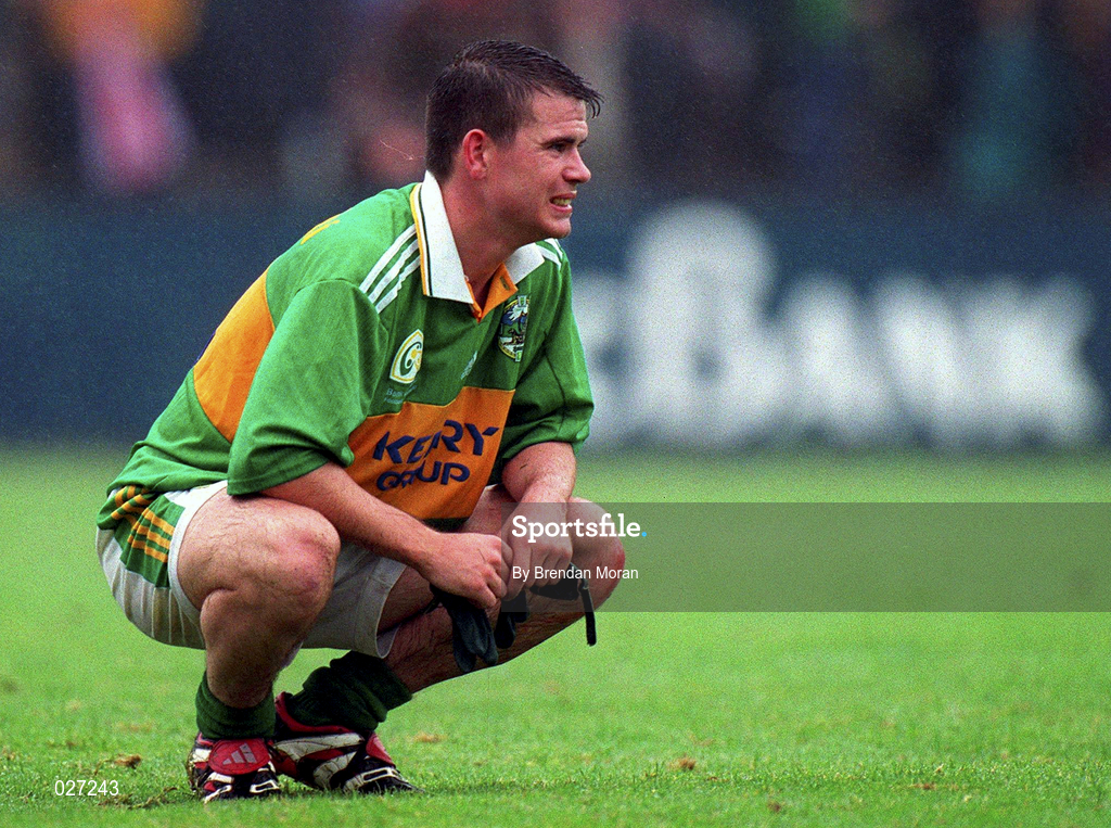 18 July 1999; Killian Burns of Kerry after the final whistle during the Bank of Ireland Munster GAA Football Championship Final match between Cork and Kerry at Páirc Uí Chaoimh in Cork. Photo by Brendan Moran/Sportsfile