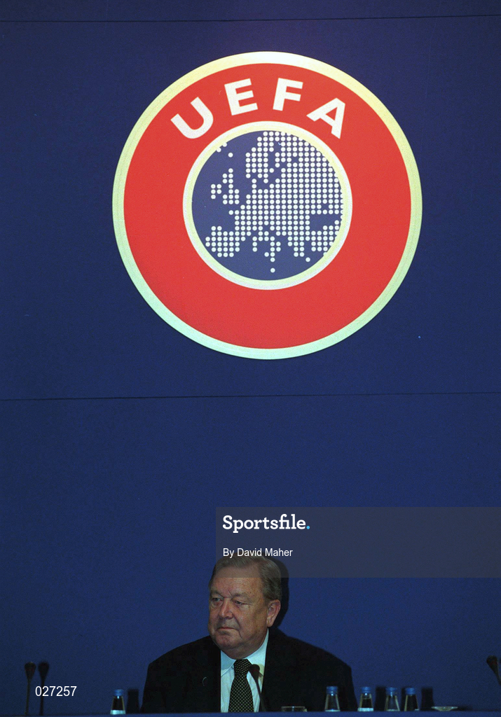 29 April 1998; Lennart Johansson, President of UEFA, during the UEFA XXIV Ordinary Conference at UEFA Headquarters in Nyon, Switzerland. Photo by David Maher/Sportsfile