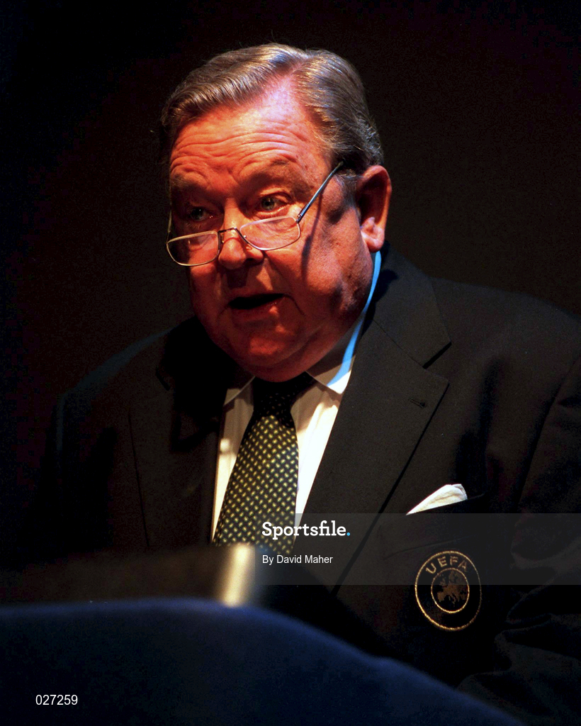 29 April 1998; Lennart Johansson, President of UEFA, during the UEFA XXIV Ordinary Conference at UEFA Headquarters in Nyon, Switzerland. Photo by David Maher/Sportsfile