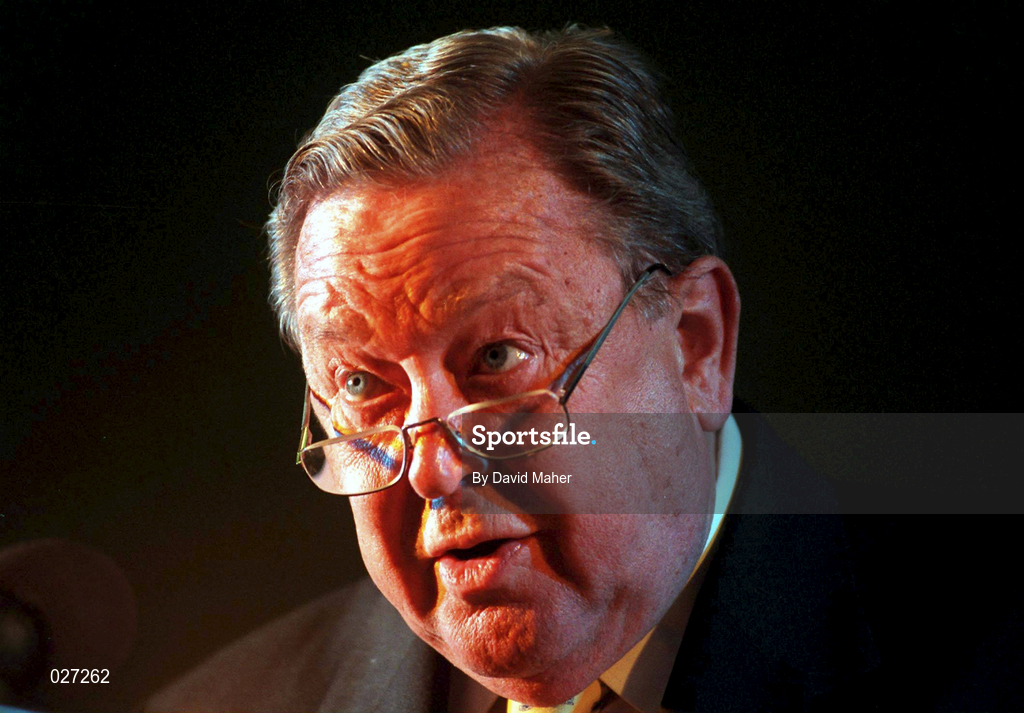 29 April 1998; Lennart Johansson, President of UEFA, during the UEFA XXIV Ordinary Conference at UEFA Headquarters in Nyon, Switzerland. Photo by David Maher/Sportsfile