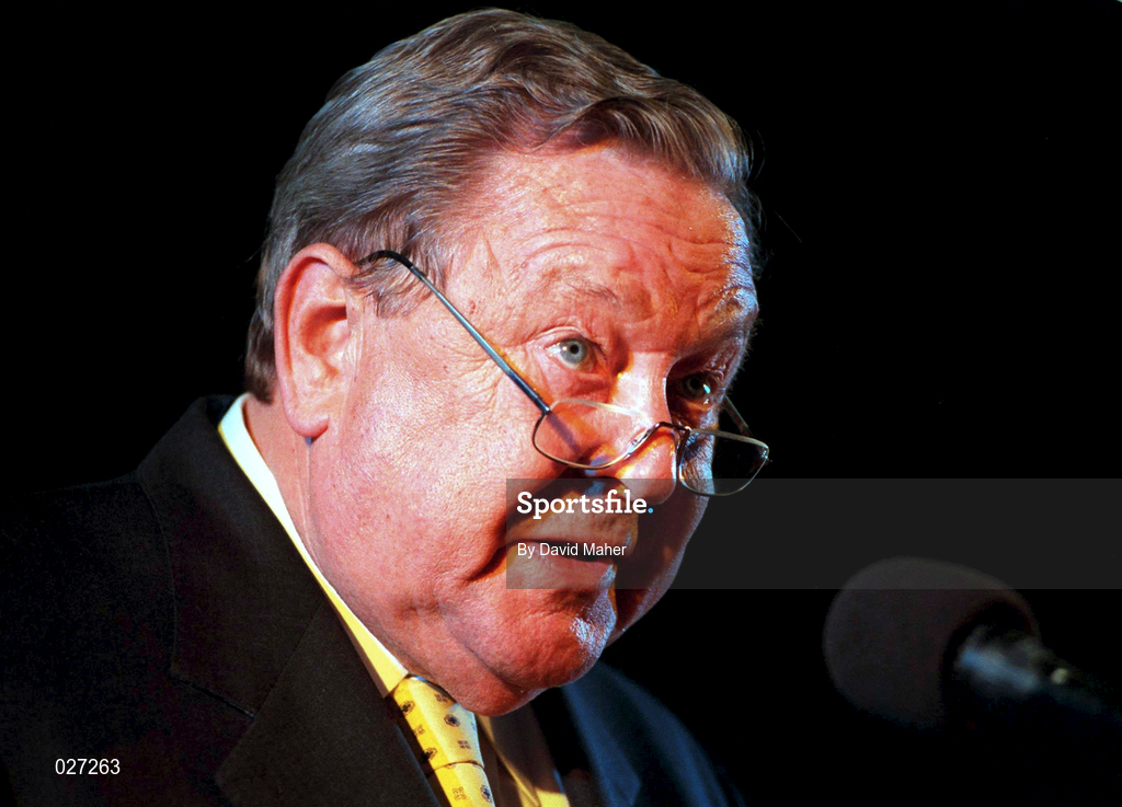 29 April 1998; Lennart Johansson, President of UEFA, during the UEFA XXIV Ordinary Conference at UEFA Headquarters in Nyon, Switzerland. Photo by David Maher/Sportsfile