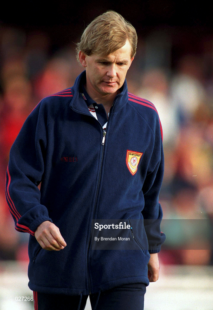 14 July 1999; St Patrick's Athletic manager Liam Buckley during the UEFA Champions League Qualifying match between St Patricks Athletic and FSC Zimbru at Richmond Park in Dublin. Photo by Brendan Moran/Sportsfile