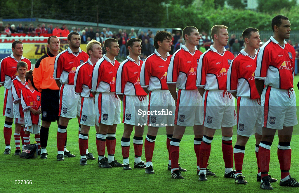 14 July 1999; St Patrick's Athletic team ahead of the UEFA Champions League Qualifying match between St Patricks Athletic and FSC Zimbru at Richmond Park in Dublin. Photo by Brendan Moran/Sportsfile