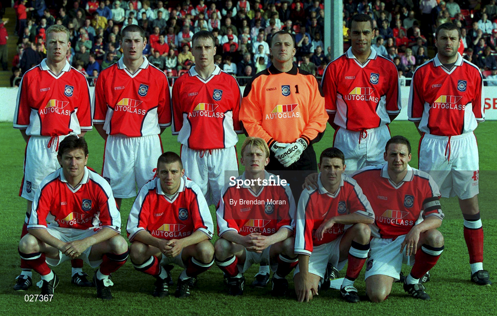 14 July 1999; St Patrick's Athletic team ahead of the UEFA Champions League Qualifying match between St Patricks Athletic and FSC Zimbru at Richmond Park in Dublin. Photo by Brendan Moran/Sportsfile