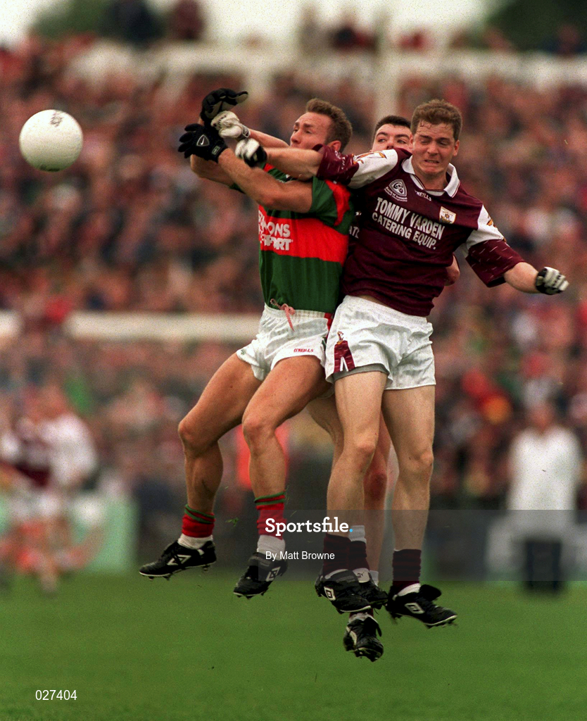 18 July 1999; Colm McManaman of Mayo in action against Michael Donnellan of Mayo during the Guinness Connacht Senior Football Championship Final Replay between Mayo and Galway at Tuam Stadium in Galway. Photo by Matt Browne/Sportsfile