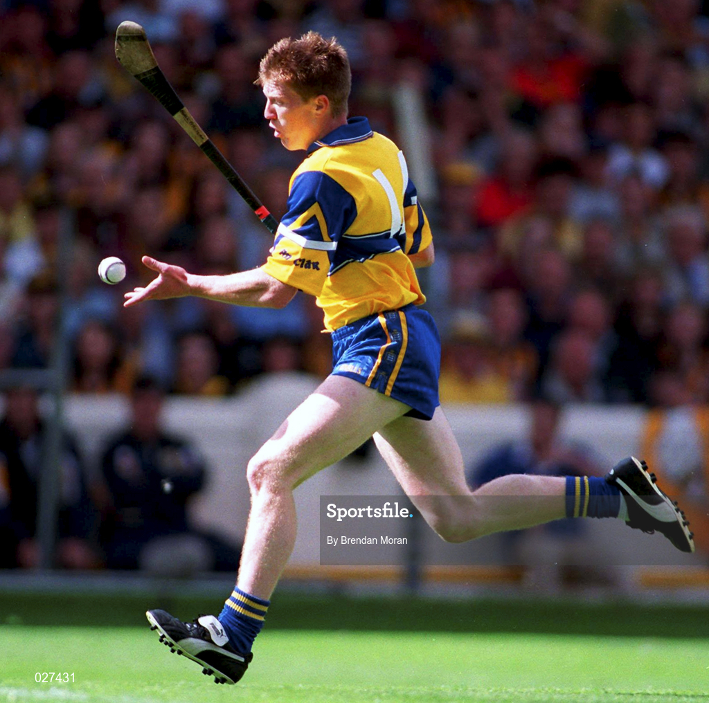 15 August 1999; Niall Gilligan of Clare during the Guinness All-Ireland Senior Hurling Championship Semi-Final match between Kilkenny and Clare at Croke Park in Dublin. Photo by Brendan Moran/Sportsfile