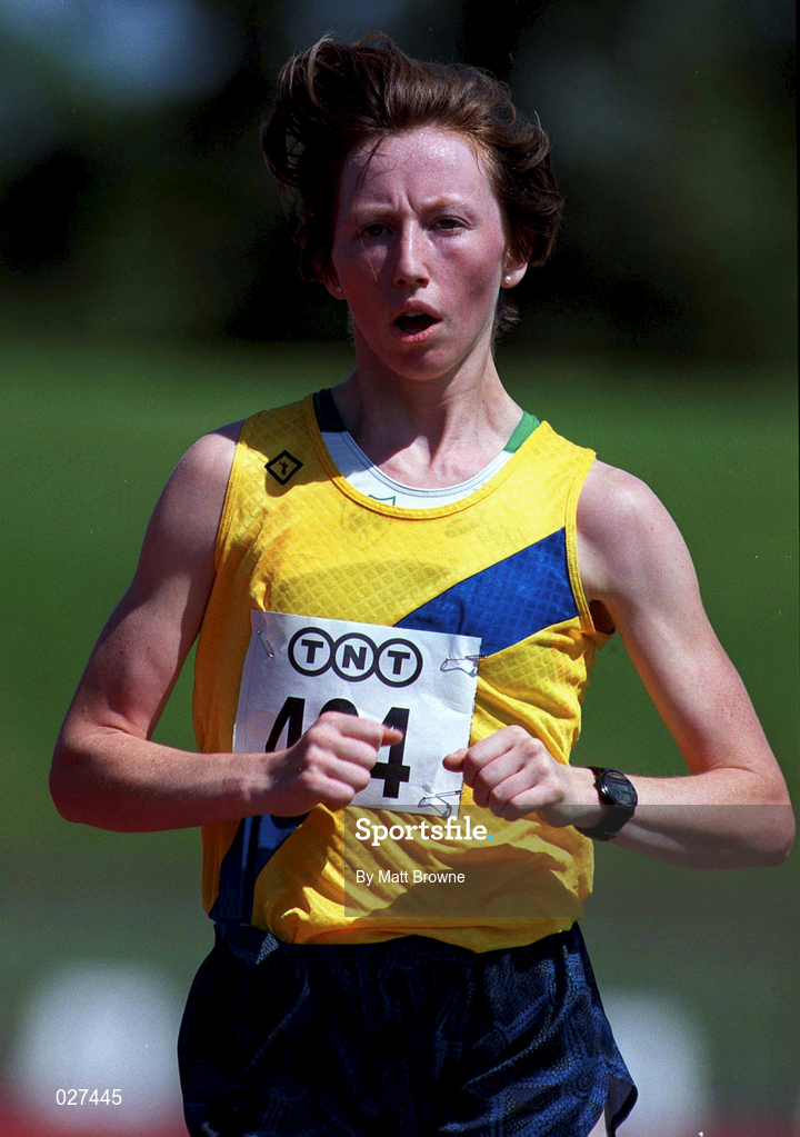 25 July 1999; Olive Loughnane competing in the women's 5000m race during the TNT Irish National Senior Track & Field Championships - Day 2 at Morton Stadium in Santry, Dublin. Photo by Matt Browne/Sportsfile