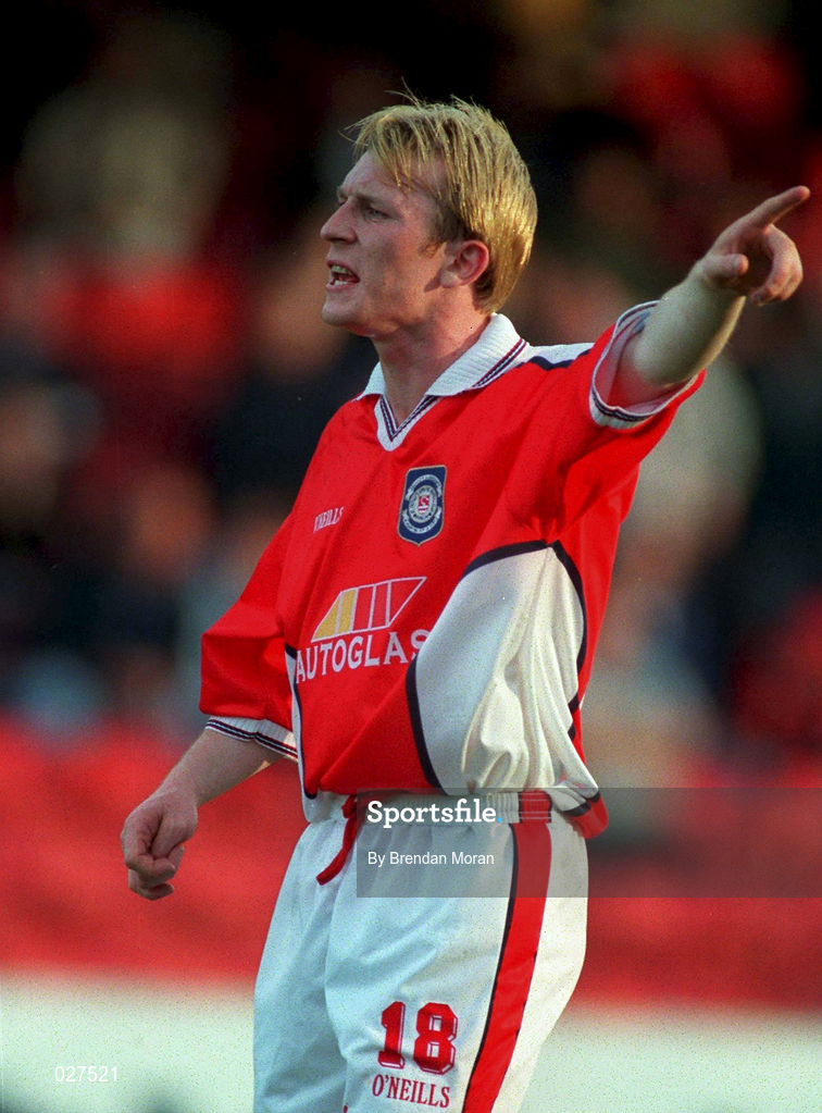 14 July 1999;Trevor Molloy of St Patrick's Athletic during the UEFA Champions League Qualifying match between St Patricks Athletic and FSC Zimbru at Richmond Park in Dublin. Photo by Brendan Moran/Sportsfile