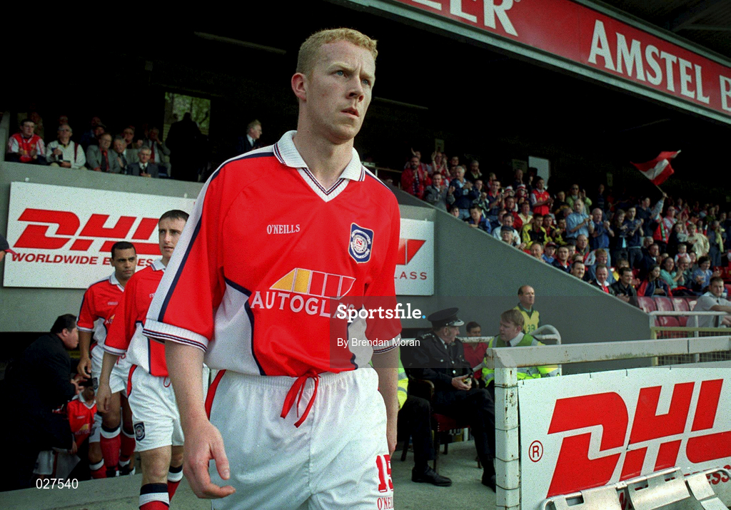 14 July 1999; Stephen McGuinness of St Patrick's Athletic during the UEFA Champions League Qualifying match between St Patricks Athletic and FSC Zimbru at Richmond Park in Dublin. Photo by Brendan Moran/Sportsfile