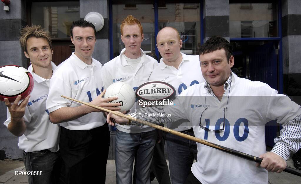 10 August 2006; Boylesports, Ireland's largest independent bookmaker, today celebrated opening the doors to the company's 100th shop on Dublin's Capel Street. At the opening are, from left, Bohemians' Kevin Hunt, Dublin footballer Ray Cosgrove, Laois footballer Padraig Clancy, Leinster's Bernard Jackman, and snooker star Jimmy White. Capel Street, Dublin. Picture credit; Ray McManus / SPORTSFILE