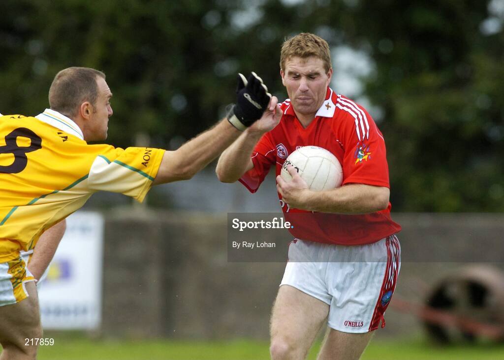 12 August 2006; David Brennan, Louth, in action against Joseph Quinn, Antrim. Tommy Murphy Cup, Semi-Final, Louth v Antrim, St. Brigid's Park, Dowdallshill, Dundalk, Co. Louth. Picture credit; Ray Lohan / SPORTSFILE