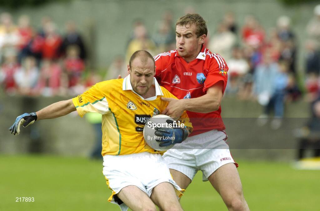 12 August 2006; Anthony Press, Antrim. in action against Paddy Keenan, Louth. Tommy Murphy Cup, Semi-Final, Louth v Antrim, St. Brigid's Park, Dowdallshill, Dundalk, Co. Louth. Picture credit; Ray Lohan / SPORTSFILE