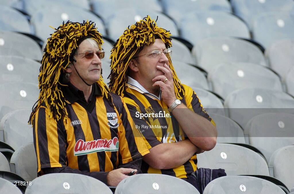 13 August 2006; Two Kilkenny supporters await the start of the game. All-Ireland Minor Hurling Championship, Semi-Final, Kilkenny v Tipperary, Croke Park, Dublin. Picture credit; Ray McManus / SPORTSFILE