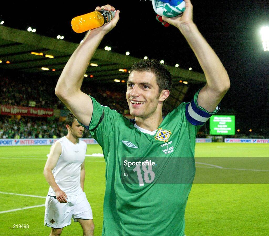8 September 2005; Aaron Hughes, Northern Ireland. 2006 FIFA World Cup Qualifier, Northern Ireland v England, Windsor Park, Belfast. Picture credit; Oliver McVeigh / SPORTSFILE