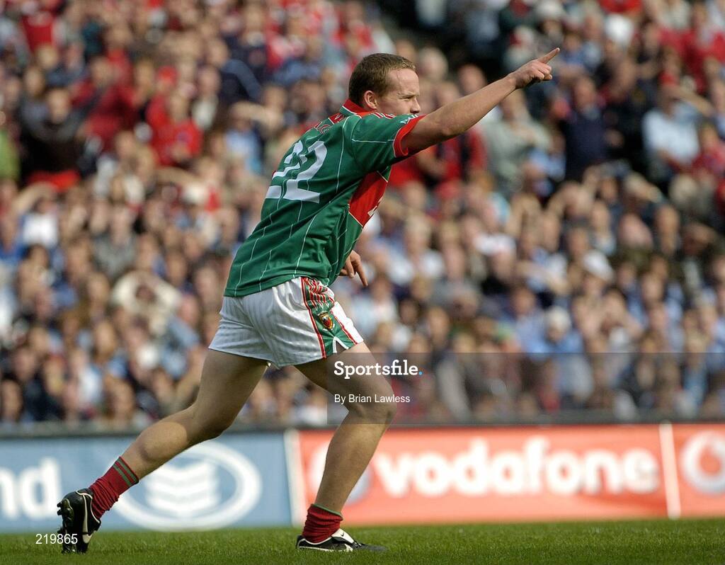 27 August 2006; Mayo's Andy Moran celebrates after scoring his side's goal. Bank of Ireland All-Ireland Senior Football Championship Semi-Final, Dublin v Mayo, Croke Park, Dublin. Picture credit; Brian Lawless / SPORTSFILE