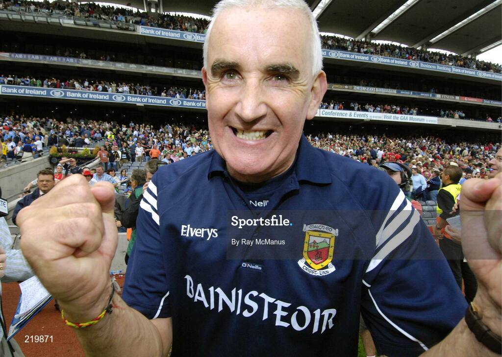 27 August 2006; Mayo manager Mickey Moran celebrates victory. Bank of Ireland All-Ireland Senior Football Championship Semi-Final, Dublin v Mayo, Croke Park, Dublin. Picture credit; Ray McManus / SPORTSFILE