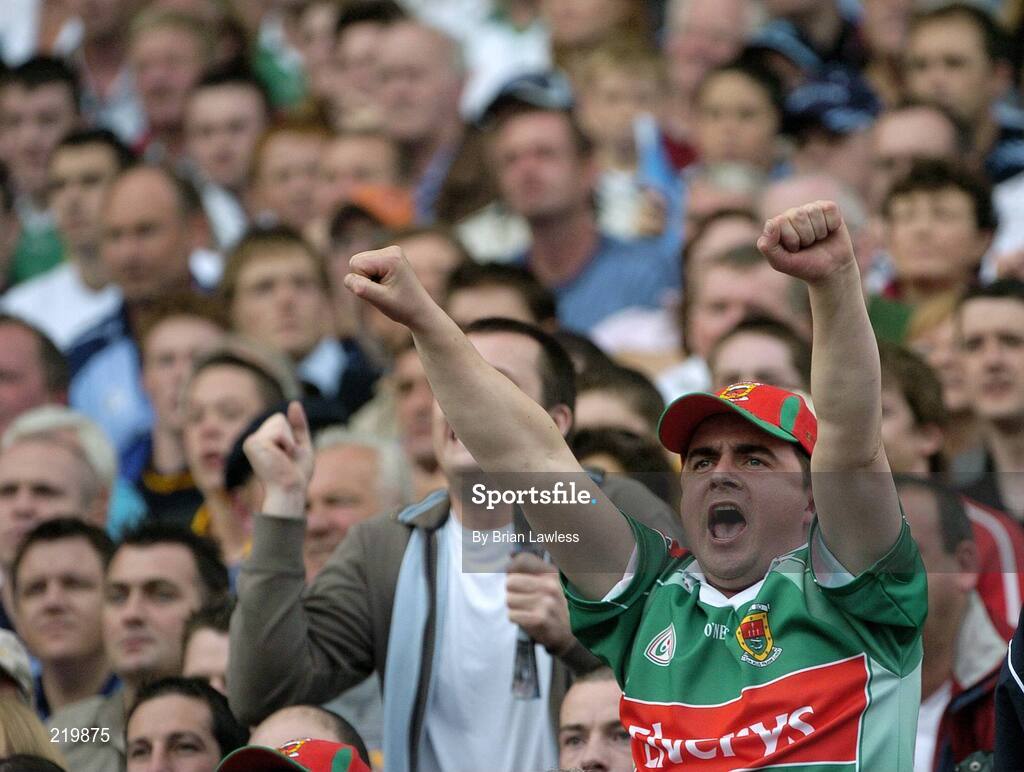 27 August 2006; A Mayo fan celebrates. Bank of Ireland All-Ireland Senior Football Championship Semi-Final, Dublin v Mayo, Croke Park, Dublin. Picture credit; Brian Lawless / SPORTSFILE