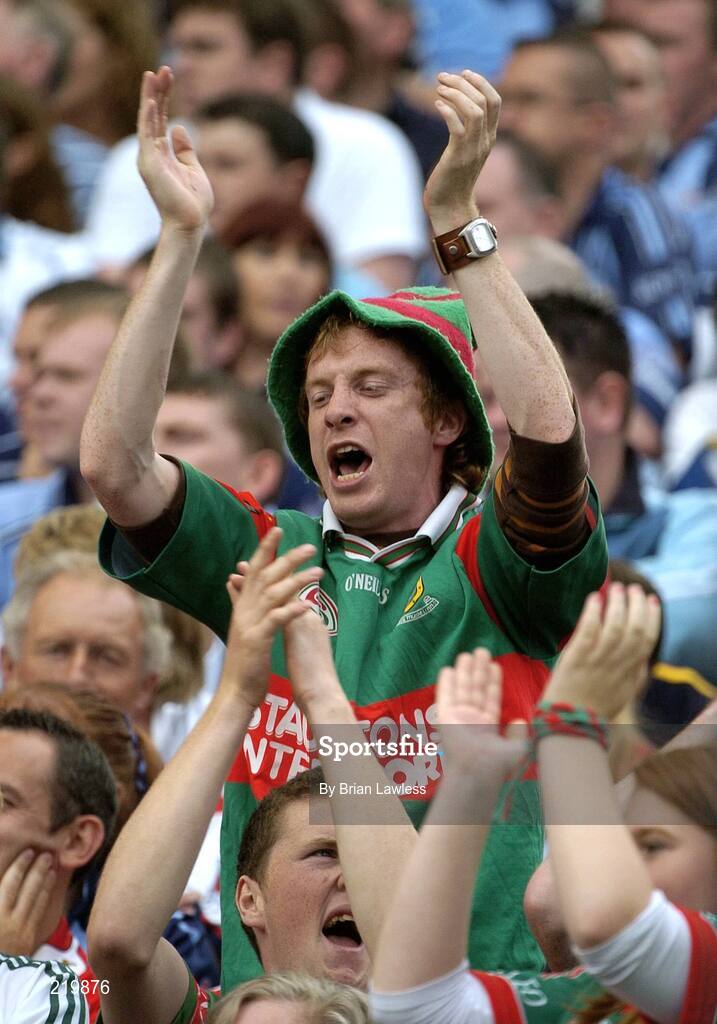 27 August 2006; A Mayo fan celebrates. Bank of Ireland All-Ireland Senior Football Championship Semi-Final, Dublin v Mayo, Croke Park, Dublin. Picture credit; Brian Lawless / SPORTSFILE