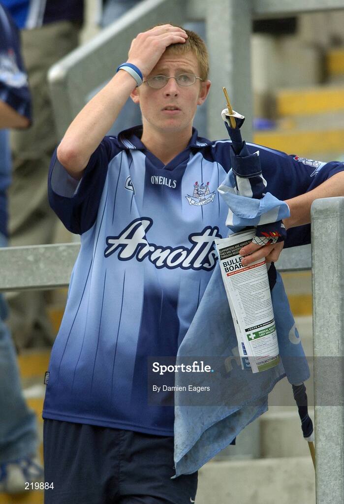 27 August 2006; A Dublin supporter on Hill 16 at the end of the match. Bank of Ireland All-Ireland Senior Football Championship Semi-Final, Dublin v Mayo, Croke Park, Dublin. Picture credit; Damien Eagers / SPORTSFILE