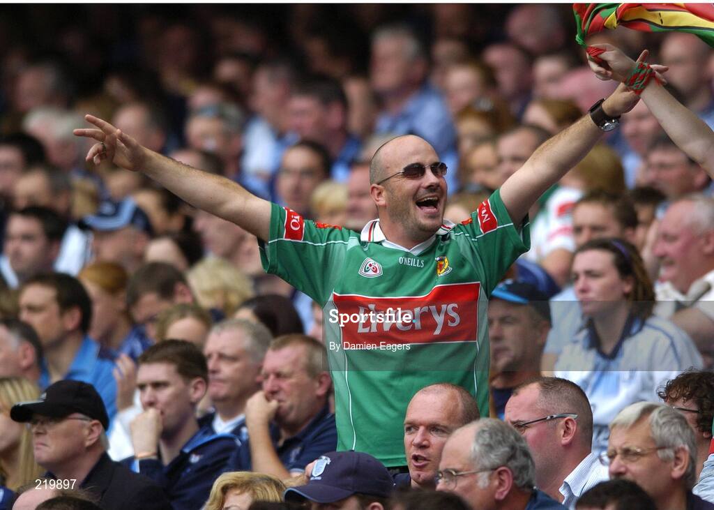 27 August 2006; A Mayo supporter cheers on his team. Bank of Ireland All-Ireland Senior Football Championship Semi-Final, Dublin v Mayo, Croke Park, Dublin. Picture credit; Damien Eagers / SPORTSFILE