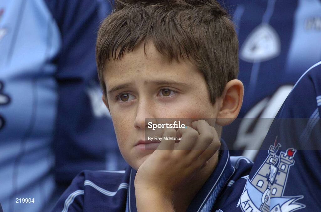 27 August 2006; A Dublin fan near the end of the game. Bank of Ireland All-Ireland Senior Football Championship Semi-Final, Dublin v Mayo, Croke Park, Dublin. Picture credit; Ray McManus / SPORTSFILE