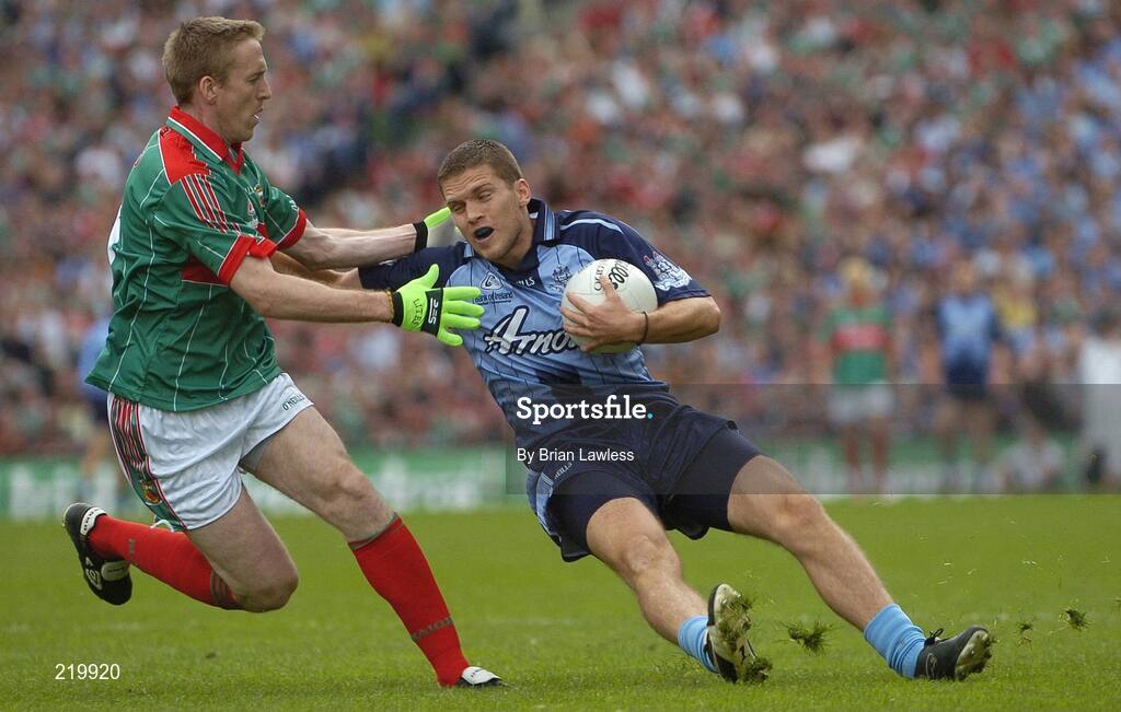 27 August 2006; Conal Keaney, Dublin, in action against David Heaney, Mayo. Bank of Ireland All-Ireland Senior Football Championship Semi-Final, Dublin v Mayo, Croke Park, Dublin. Picture credit; Brian Lawless / SPORTSFILE