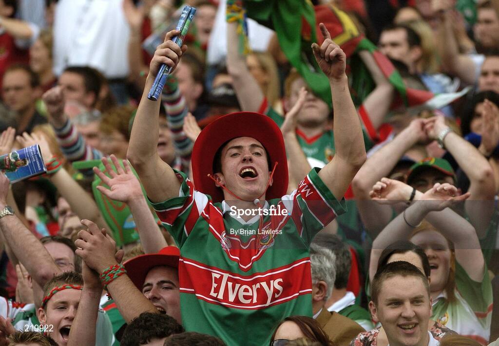 27 August 2006; A Mayo fan celebrates. Bank of Ireland All-Ireland Senior Football Championship Semi-Final, Dublin v Mayo, Croke Park, Dublin. Picture credit; Brian Lawless / SPORTSFILE