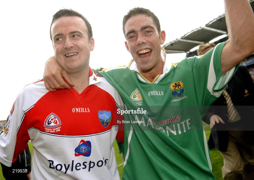 27 August 2006; Louth players John O'Brien, right, and Stuart Reynolds celebrate after the match. Tommy Murphy Cup Final, Louth v Leitrim, Croke Park, Dublin. Picture credit; Brian Lawless / SPORTSFILE