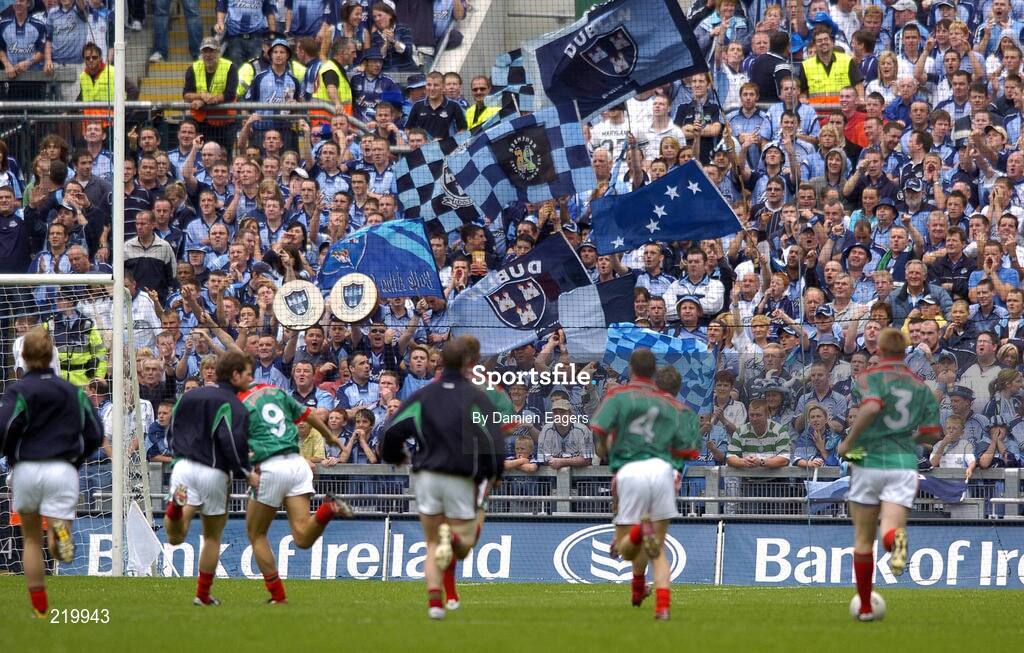27 August 2006;  Mayo players run down to warm up at the Hill 16 end. Bank of Ireland All-Ireland Senior Football Championship Semi-Final, Dublin v Mayo, Croke Park, Dublin. Picture credit; Damien Eagers / SPORTSFILE