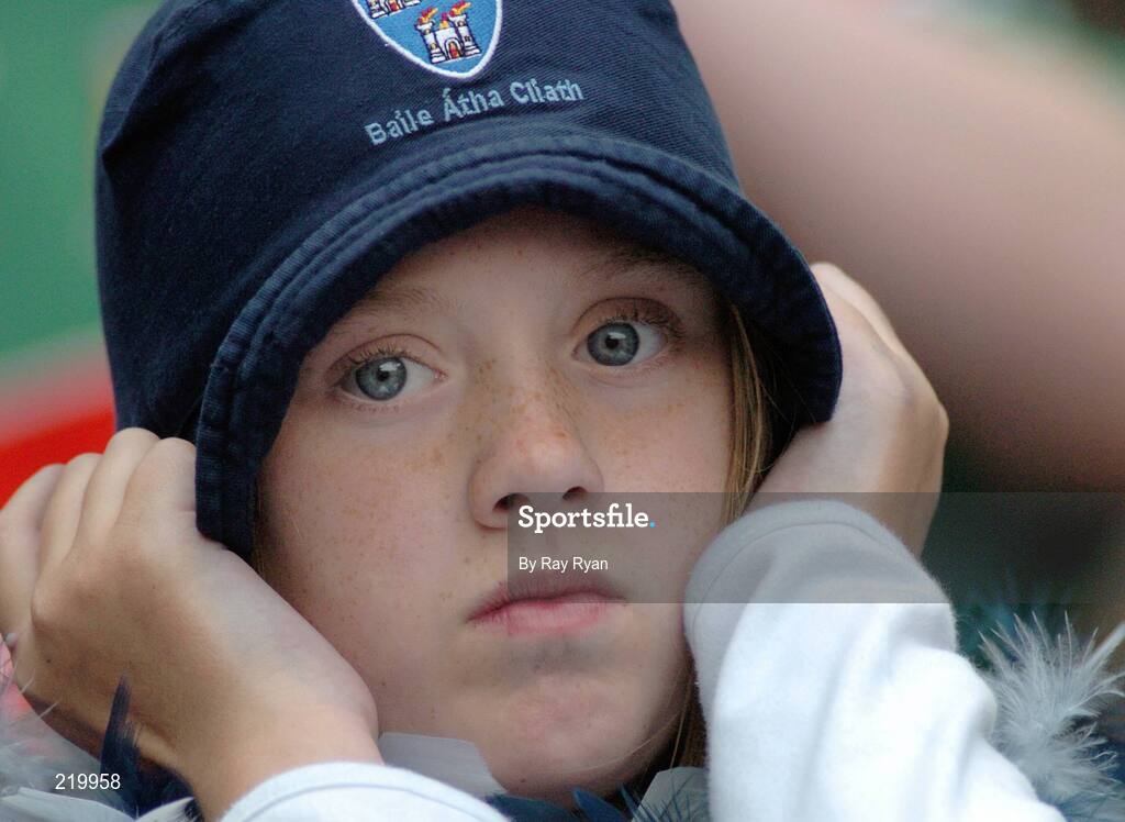 27 August 2006; A young Dublin fan at the end of the game. Bank of Ireland All-Ireland Senior Football Championship Semi-Final, Dublin v Mayo, Croke Park, Dublin. Picture credit; Ray Ryan / SPORTSFILE
