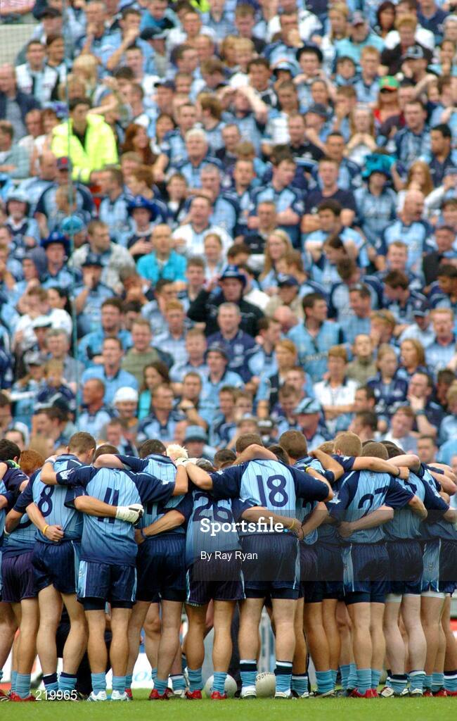 27 August 2006; The Dublin team in front of Hill 16 before the start of the game. Bank of Ireland All-Ireland Senior Football Championship Semi-Final, Dublin v Mayo, Croke Park, Dublin. Picture credit; Ray Ryan / SPORTSFILE