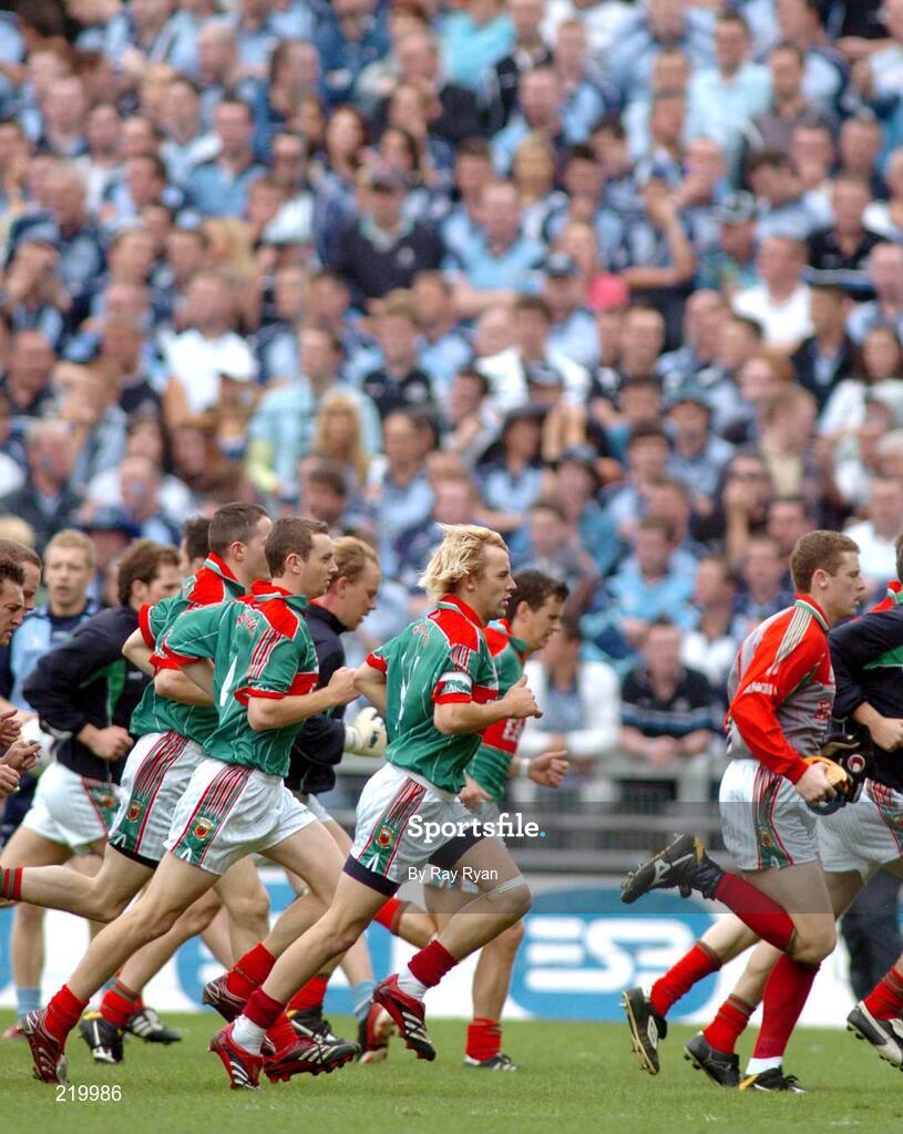 27 August 2006; The Mayo team warm-up in fromt of Hill 16 before the game. Bank of Ireland All-Ireland Senior Football Championship Semi-Final, Dublin v Mayo, Croke Park, Dublin. Picture credit; Ray Ryan / SPORTSFILE