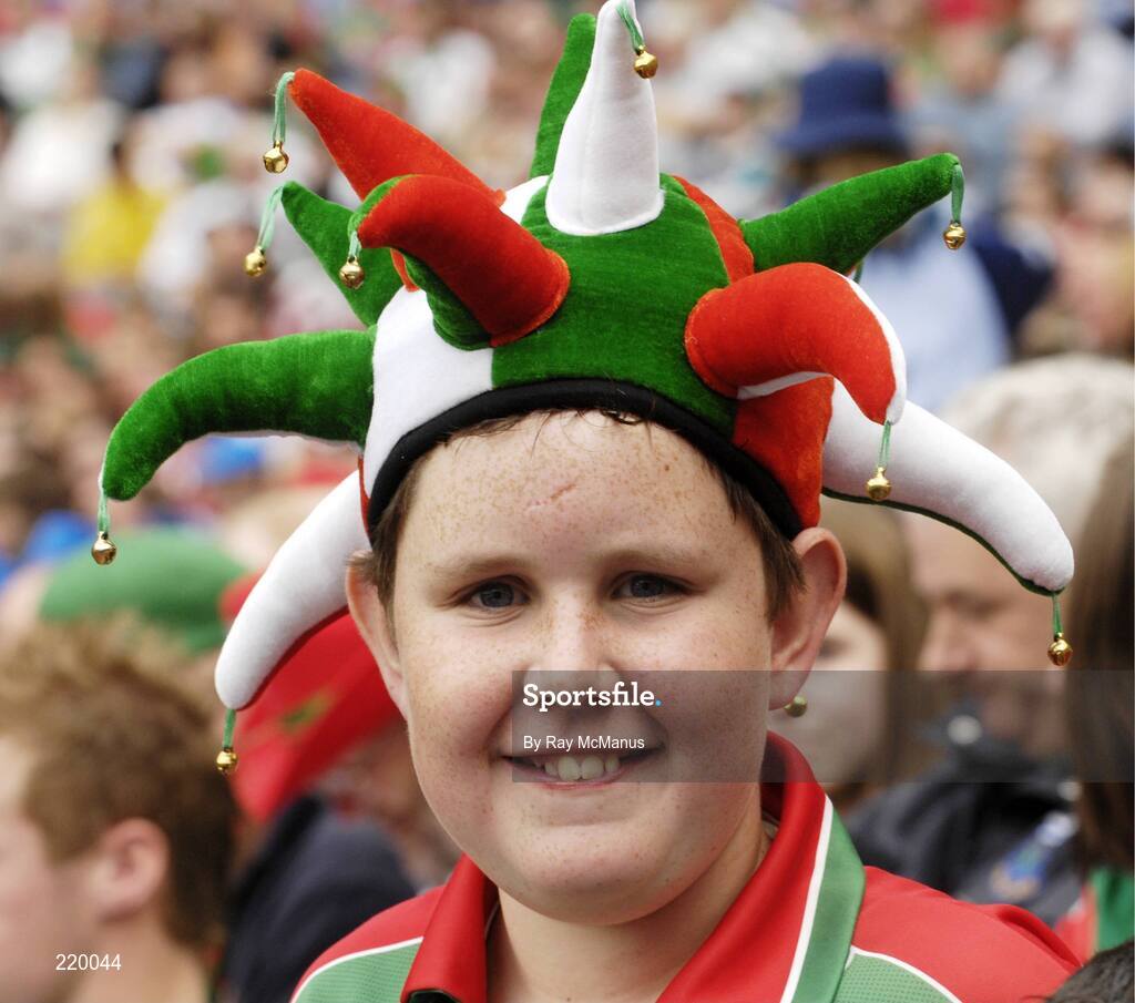 27 August 2006; Twelve year old Stephen Birrane, from Moygonnagh, cheers on Mayo. Bank of Ireland All-Ireland Senior Football Championship Semi-Final, Dublin v Mayo, Croke Park, Dublin. Picture credit; Ray McManus / SPORTSFILE