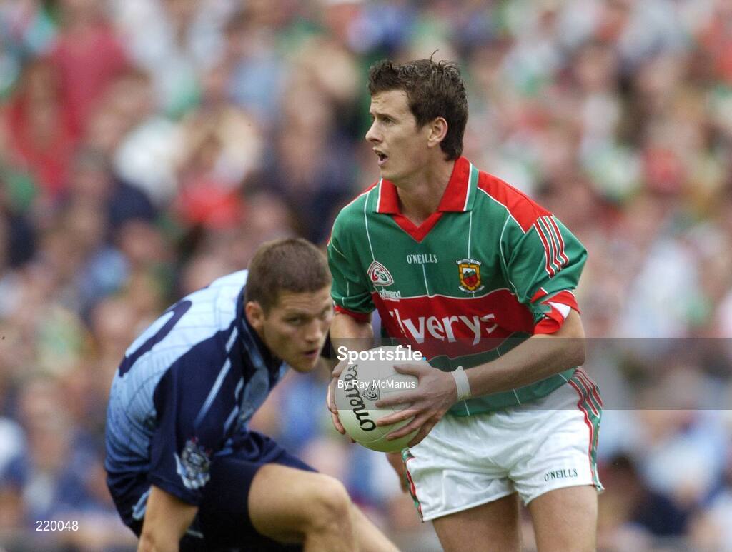27 August 2006; Aidan Higgins, Mayo, in action against Conal Keaney, Dublin. Bank of Ireland All-Ireland Senior Football Championship Semi-Final, Dublin v Mayo, Croke Park, Dublin. Picture credit; Ray McManus / SPORTSFILE