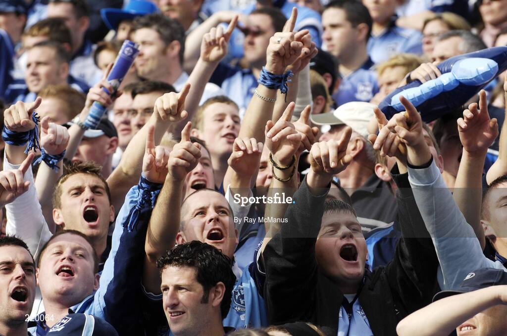 27 August 2006; Dublin supporters cheer on their team from Hill 16. Bank of Ireland All-Ireland Senior Football Championship Semi-Final, Dublin v Mayo, Croke Park, Dublin. Picture credit; Ray McManus / SPORTSFILE