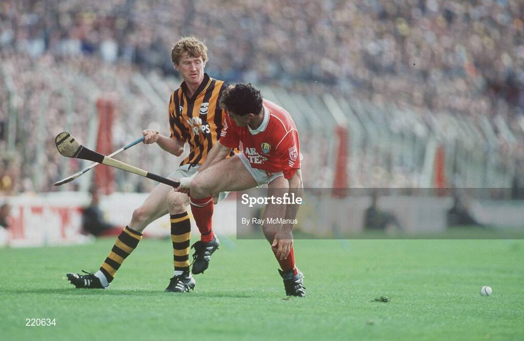 6 September 1992; John Power, Kilkenny in action against Denis Walsh, Cork, All Ireland Hurling Final, Cork v Kilkenny, Croke Park, Dublin. Picture credit; Ray McManus / SPORTSFILE