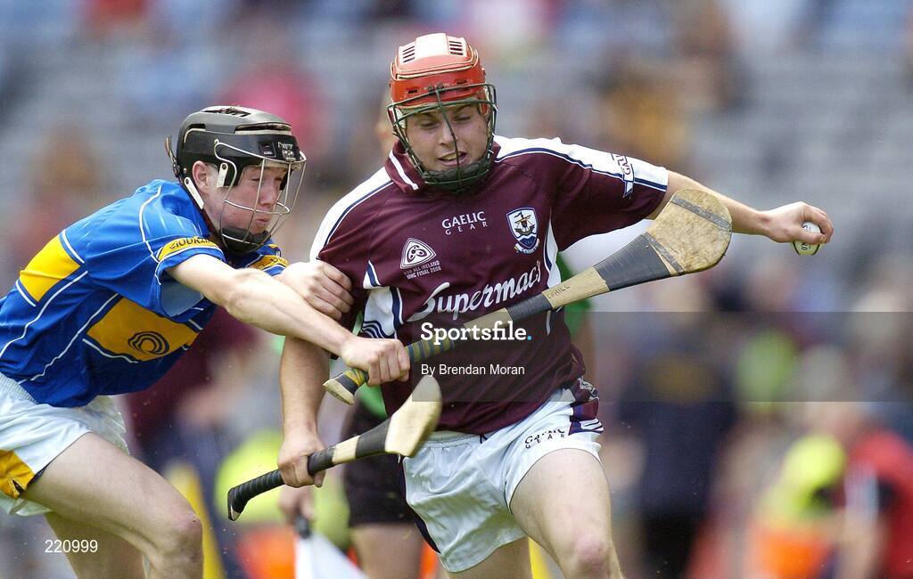 3 September 2006; Laurence Tully, Galway, in action against Michael Cahill, Tipperary. ESB All-Ireland Minor Hurling Championship Final, Galway v Tipperary, Croke Park, Dublin. Picture credit: Brendan Moran / SPORTSFILE