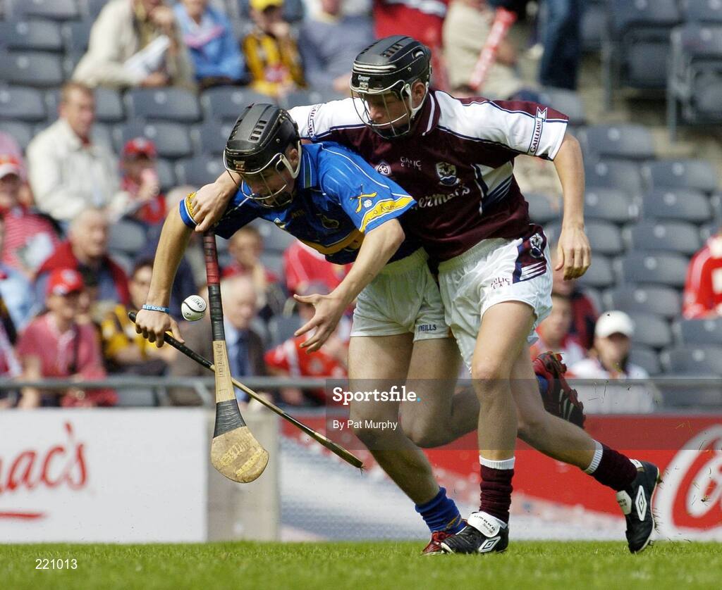 3 September 2006; Patrick Bourke, Tipperary, in action against Aidan Moylan, Galway. ESB All-Ireland Minor Hurling Championship Final, Galway v Tipperary, Croke Park, Dublin. Picture credit: Pat Murphy / SPORTSFILE