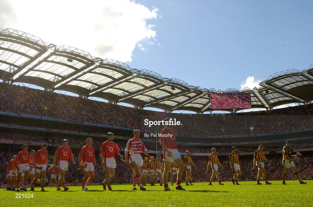 3 September 2006; The Cork and Kilkenny teams during the pre-match parade. Guinness All-Ireland Senior Hurling Championship Final, Cork v Kilkenny, Croke Park, Dublin. Picture credit: Pat Murphy / SPORTSFILE