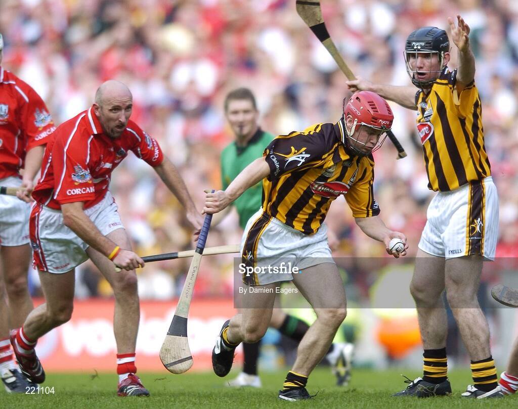 3 September 2006; Tommy Walsh, Kilkenny, supported by team-mate Noel Hickey,  in action against Brian Corcoran, Cork. Guinness All-Ireland Senior Hurling Championship Final, Cork v Kilkenny, Croke Park, Dublin. Picture credit: Damien Eagers / SPORTSFILE
