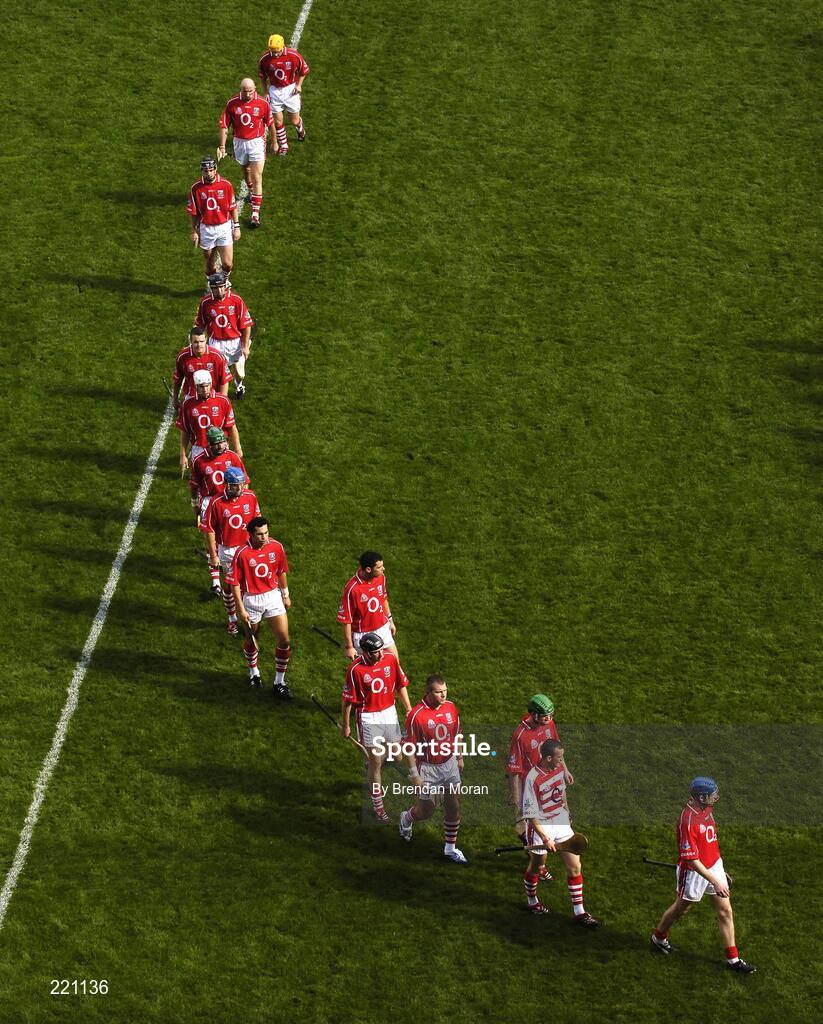 3 September 2006; The Cork team march during the pre-match parade. Guinness All-Ireland Senior Hurling Championship Final, Cork v Kilkenny, Croke Park, Dublin. Picture credit: Brendan Moran / SPORTSFILE